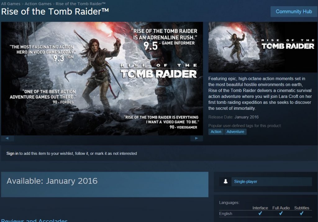 Rise of the Tomb Raider ลงสตีมแล้วพร้อมประกาศช่วงวางจำหน่าย 2 Rise of the Tomb Raider