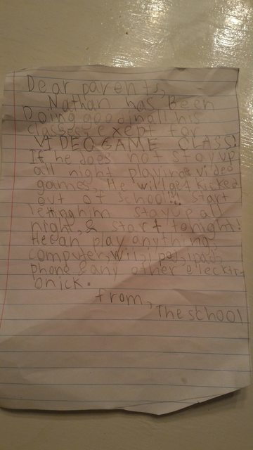 Parents Receive Note From Seven-Year-Old’s ‘School’ About Why He Needs To Play More Video Games