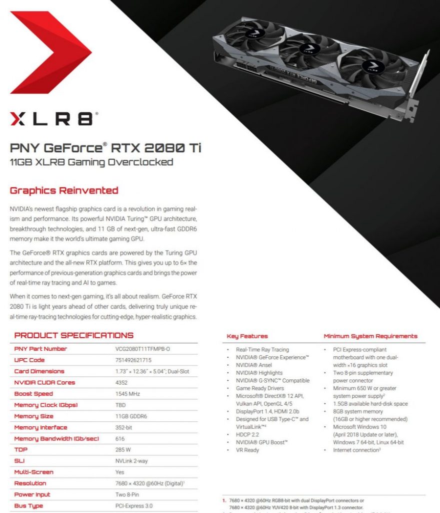 เผยกันต่อเนื่อง กับการ์ดจอ RTX 2080 Ti จากค่ายผู้ผลิตชั้นนำ 10 PNY GeForce RTX 2080 Ti XLR8