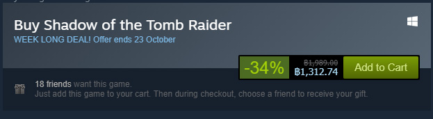 shadow of the tomb raider sales