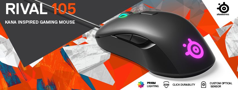 RIVAL 105 การกลับมาอีกครั้งของเมาส์ที่ทุกคนรอคอย กับแรงบันดาลใจจากเมาส์ระดับตำนาน KANA 2 steelseries_rival_105