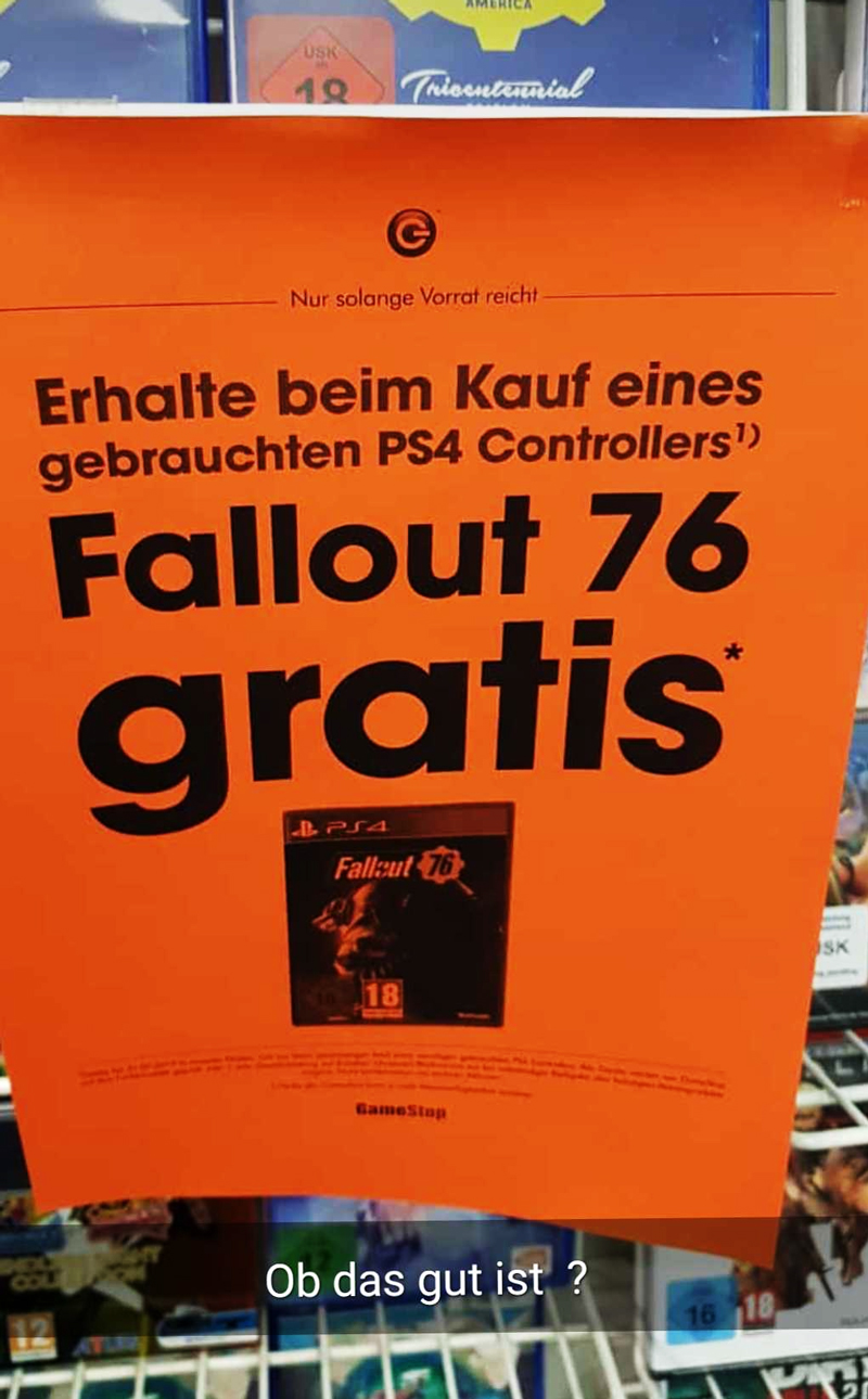 ร้านขายเกมชื่อดัง จัดโปรโมชั่นซื้อจอยมือสอง แถมฟรี Fallout 76 2 Fallout 76