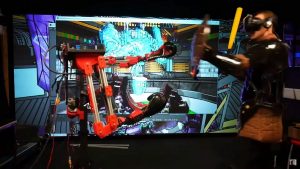 สนุกกับหุ่นยนต์สำหรับเครื่อง VR ที่โดนต่อยในเกม = โดนต่อยจริง