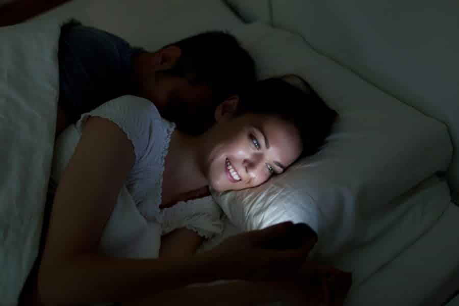 sleep phone girl bed