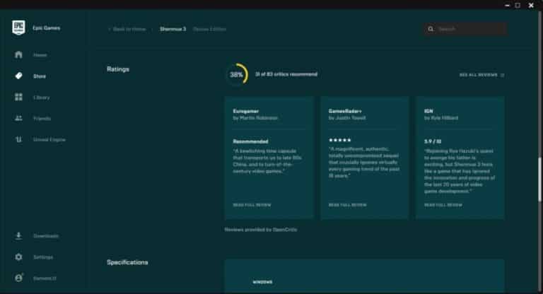 Epic Games Store เพิ่มระบบรีวิวจากเว็บไซต์ OpenCritic เข้ามาในแพลตฟอร์มแล้ว 9 Epic Games Store เพิ่มระบบรีวิวจากเว็บไซต์ OpenCritic เข้ามาในแพลตฟอร์มแล้ว