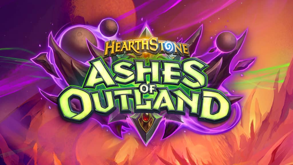 Hearthstone™ เตรียมอัพเดตใหม่ร้อนแรงต้อนรับปีแห่งฟีนิกซ์ 2 Hearthstone Ashes of Outland logo with background