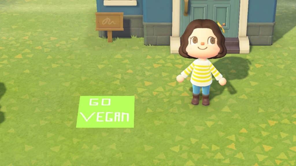 vegan custom design in animal crossing videogame