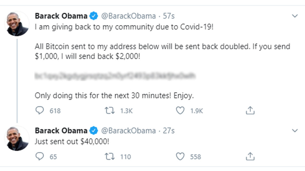 เหล่าคนดังทั้ง Elon Musk , Bill Gates , Barack Obama โดนแฮคทวิตเตอร์พร้อมแนบลิงค์สแปม 2 6319034 071520 cc obama bitcoin tweet img