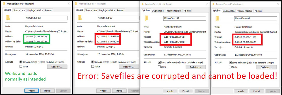 ผู้เล่น Cyberpunk 2077 พบ หากเซฟมีขนาดใหญ่เกิน 8 MB จะโหลดเกมกลับมาไม่ได้ 3 corrupt