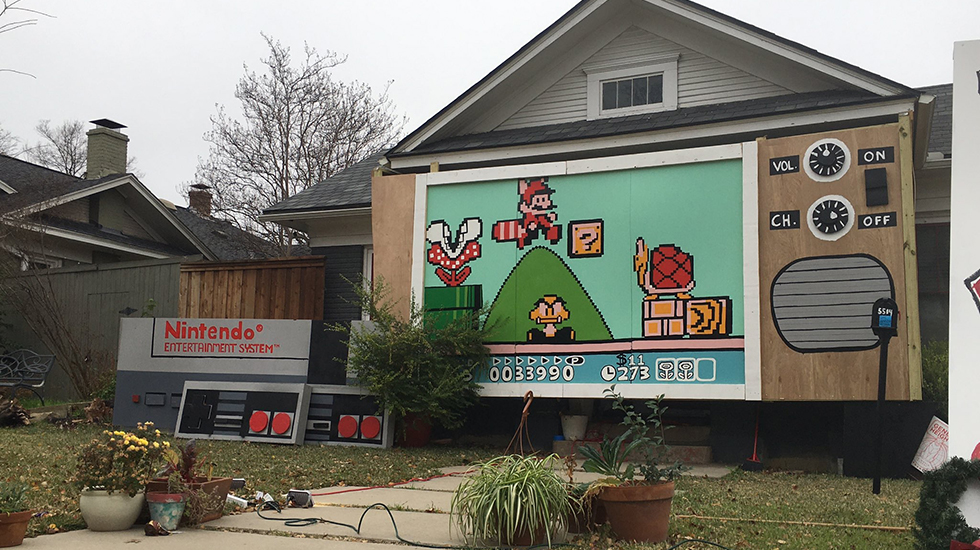 คู่สามีภรรยา ตกแต่งบ้านของพวกเขาให้กลายเป็นธีมเครื่อง NES และเกม Super Mario Bros. 3 1 dallas mario
