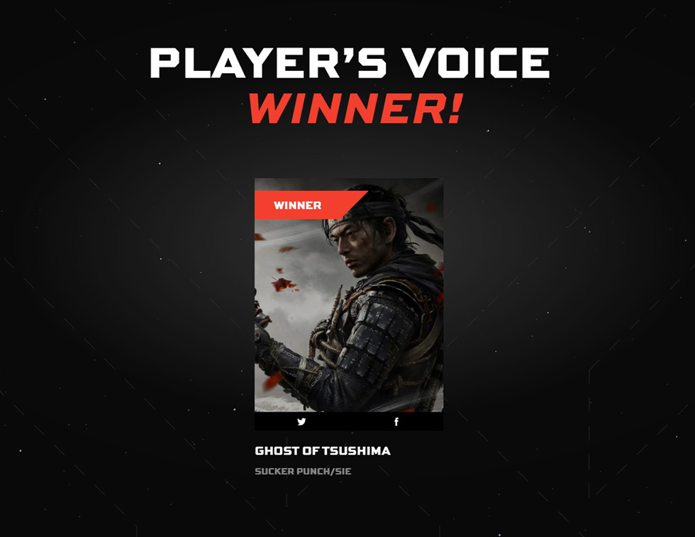 ขอล่วงหน้าไปก่อน ! Ghost of Tsushima คว้ารางวัลสาขา Player's Voice ของ The Game Awards 2 ghost player voice 2