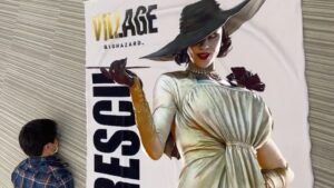 Capcom ทำผ้าเช็ดตัว Lady Dimitrescu ยาวเกือบ 3 เมตร แจกเป็นของรางวัลในกิจกรรมโปรโมต Resident Evil Village