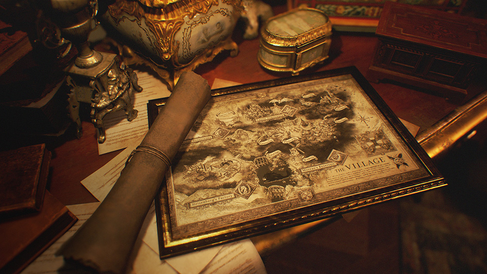 ภาพชุดใหม่จาก Resident Evil Village เผยแผนที่ภายในเกม และโฉมแรกของ "Mother Miranda" พร้อมข้อมูลเบื้องต้น 2 village map