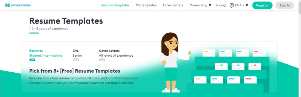 รวม 7 เว็บไซต์ทำ Resume ออนไลน์ สวย ฟรี มีแบบเยอะ 4 novoresume