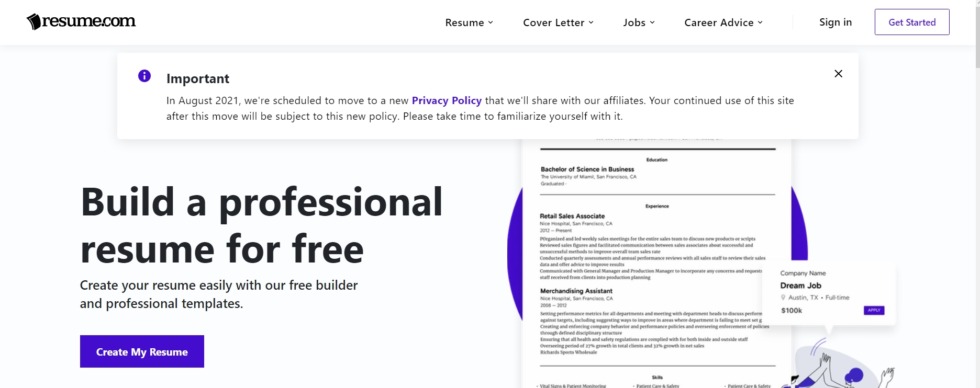 รวม 7 เว็บไซต์ทำ Resume ออนไลน์ สวย ฟรี มีแบบเยอะ 5 resume com