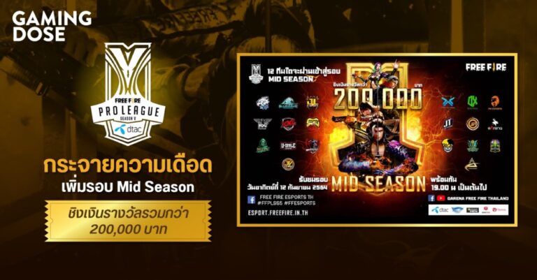 Free Fire Pro League Season 5 Presented by dtac กระจายความเดือด เพิ่มรอบ Mid Season ชิงเงินรางวัลรวมกว่า 200,000 บาท