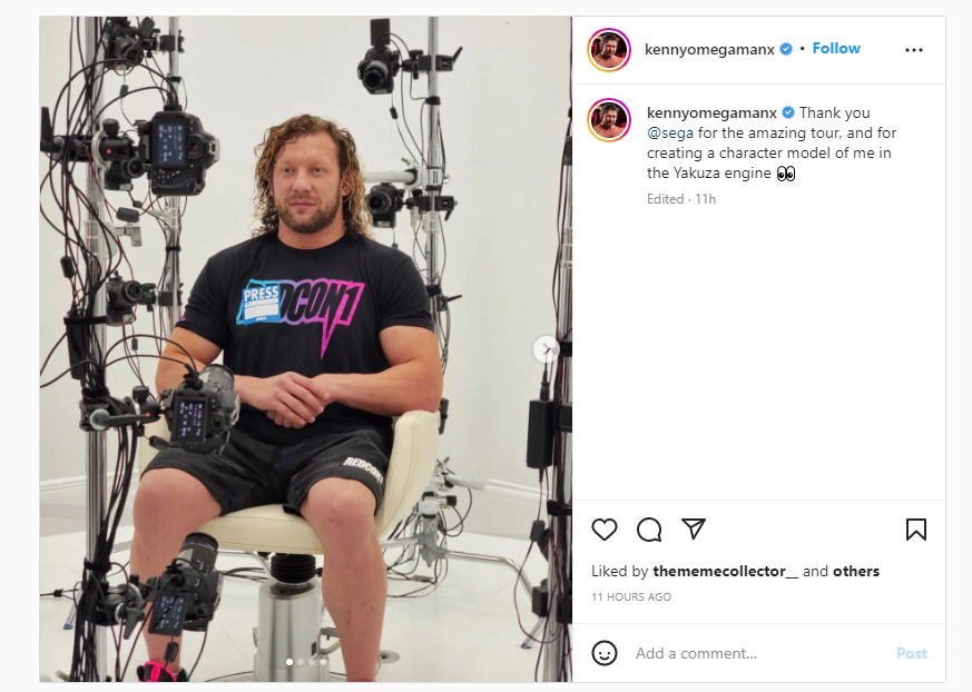 นักมวยปล้ำชื่อดัง Kenny Omega เผย ได้สแกนร่างกายในบริษัท SEGA เพื่อทำโมเดลตัวละครของเขาใน "เอนจิน Yakuza" 2 Kenny Omega
