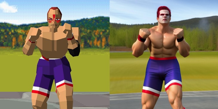ศิลปิน นำภาพจากเกม Virtua Fighter ต้นฉบับให้ AI ลองปรับปรุง มีผลลัพธ์ตัวละครมีผิวเนียน แต่ร่างกายเพี้ยน 4 Virtua Fighter (3)