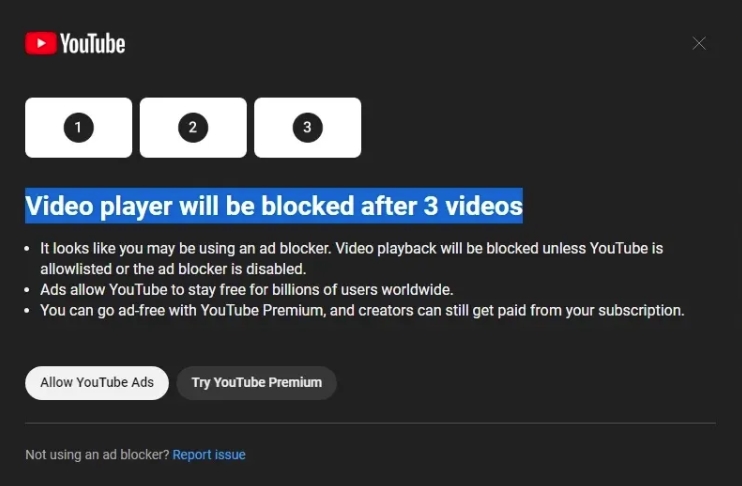 YouTube เริ่มทดลองใช้ระบบไม่ให้รับชมวิดีโอ หากพบว่าใช้ปลั๊กอินบล็อกโฆษณา 2 youtube