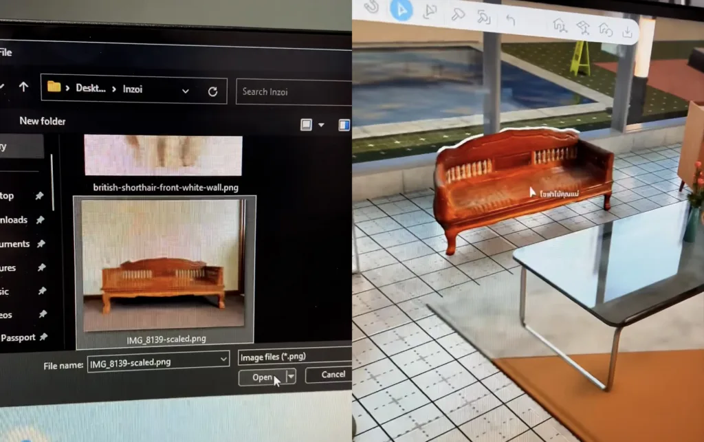 ฟีเจอร์ 3D Print ในเกม inZOI จะเปิดให้ผู้เล่นนำภาพอะไรก็ได้ มาแปลงเป็นวัตถุในเกม 1 sofa copy