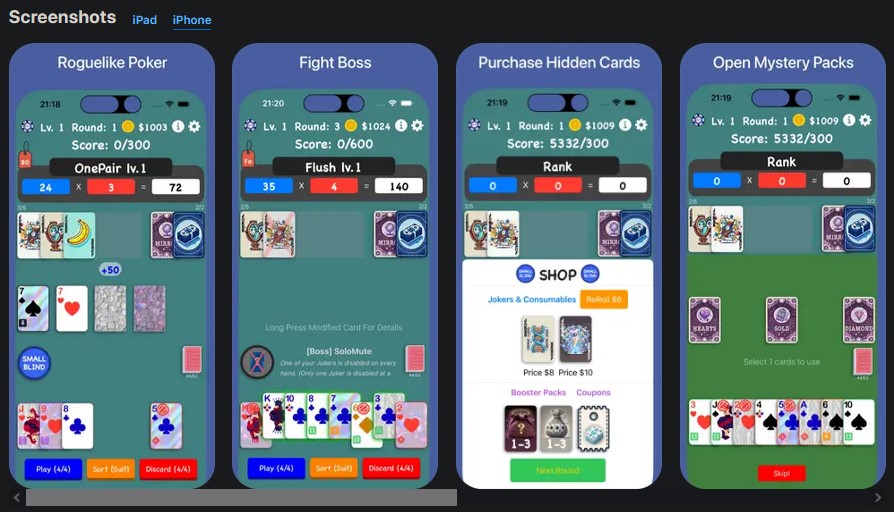 ผู้ใช้พบ JokerPoker - Balala ใน App Store เป็นเกมไพ่ Rogue-like ที่คล้าย Balatro มากจนเหมือนลอกมา 1 Joker