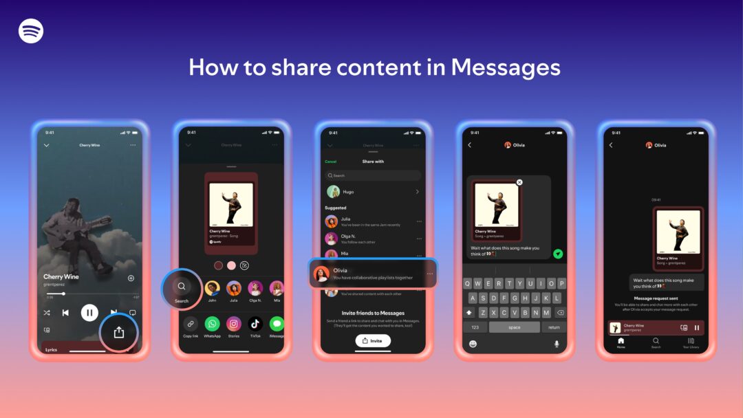 spotify How to share content to a chat