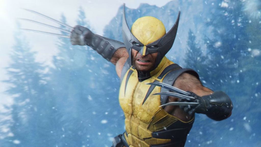 Marvels Wolverine Logan Leaping At Enemy Claws Out Snowy Trees